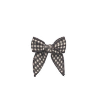 Organic Cotton Bow - Mini Gingham Bistre Childrens Hair Bow from Jamie Kay Australia