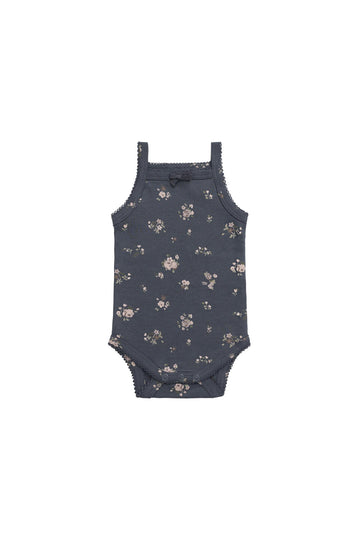 Organic Cotton Bridget Singlet Bodysuit - Petite Fleur Lava Childrens Singlet Bodysuit from Jamie Kay Australia