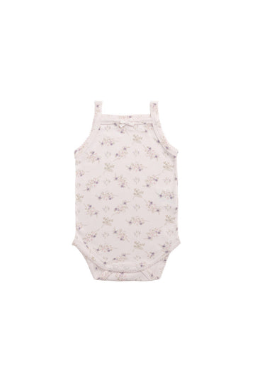 Organic Cotton Bridget Singlet Bodysuit - Sweet Pea Floral Childrens Singlet Bodysuit from Jamie Kay Australia