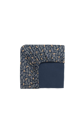 Organic Cotton Cot Sheet - Charlie's Backyard Navy Childrens Accessories from Jamie Kay Australia