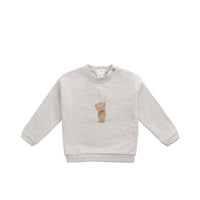 Organic Cotton Damien Sweatshirt - Oatmeal Marle Little Ted Childrens Top from Jamie Kay Australia