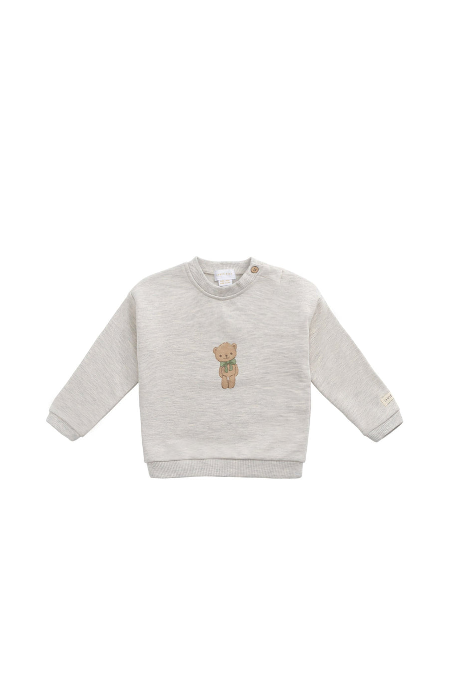 Organic Cotton Damien Sweatshirt - Oatmeal Marle Little Ted Childrens Top from Jamie Kay Australia