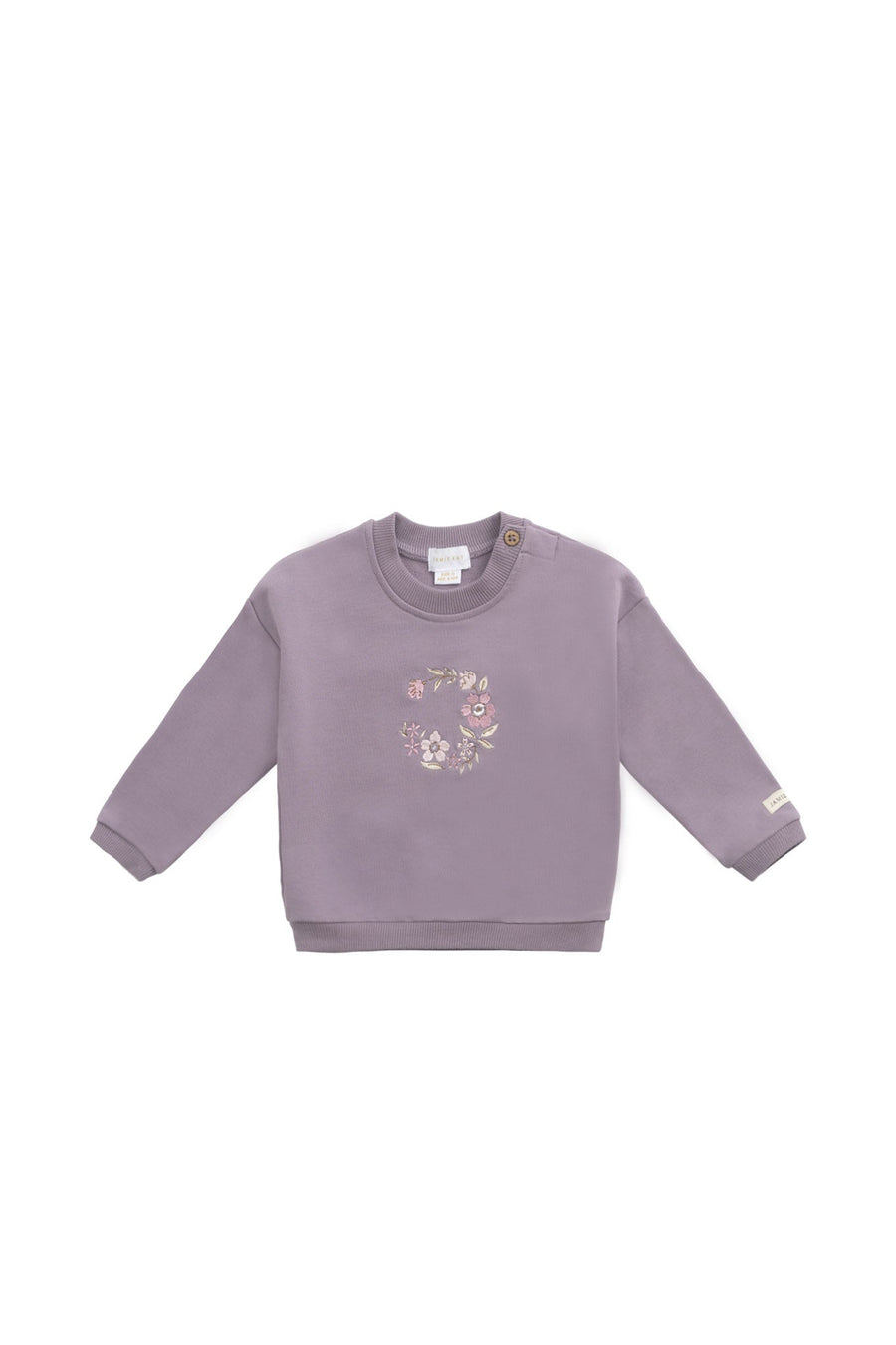 Organic Cotton Damien Sweatshirt - Vintage Violet Wreath Childrens Top from Jamie Kay Australia