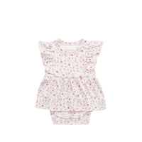 Organic Cotton Elianna Playsuit - Adaline Berries Ballet Pink Childrens Playsuit from Jamie Kay Australia