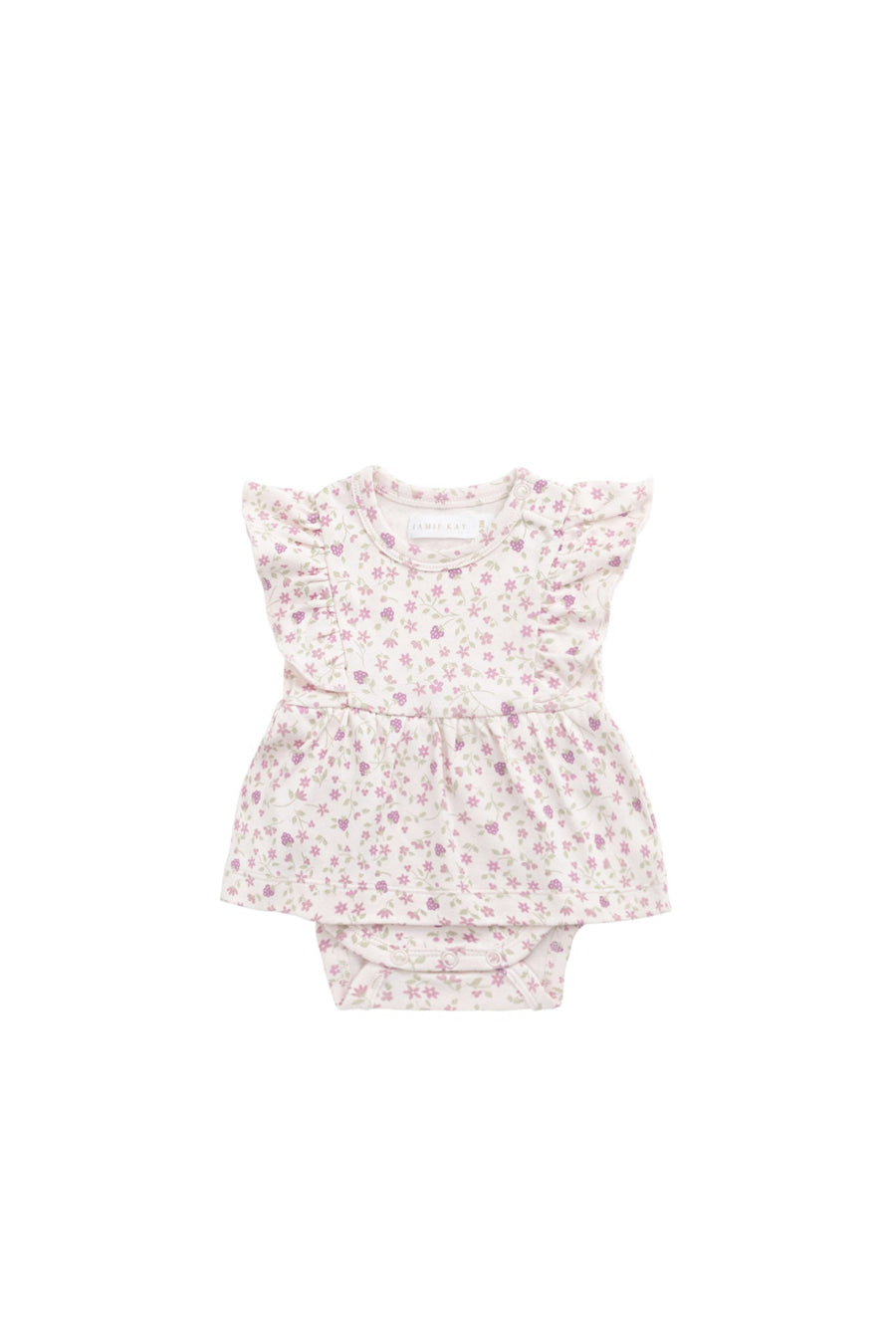 Organic Cotton Elianna Playsuit - Adaline Berries Ballet Pink Childrens Playsuit from Jamie Kay Australia