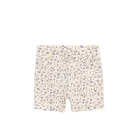 Organic Cotton Everyday Bike Short - Blueberry Field Raindrops Childrens Short from Jamie Kay Australia