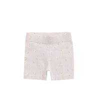 Organic Cotton Everyday Bike Short - Simple Flowers Lilac Childrens Short from Jamie Kay Australia