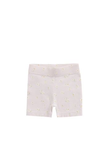 Organic Cotton Everyday Bike Short - Simple Flowers Lilac Childrens Short from Jamie Kay Australia