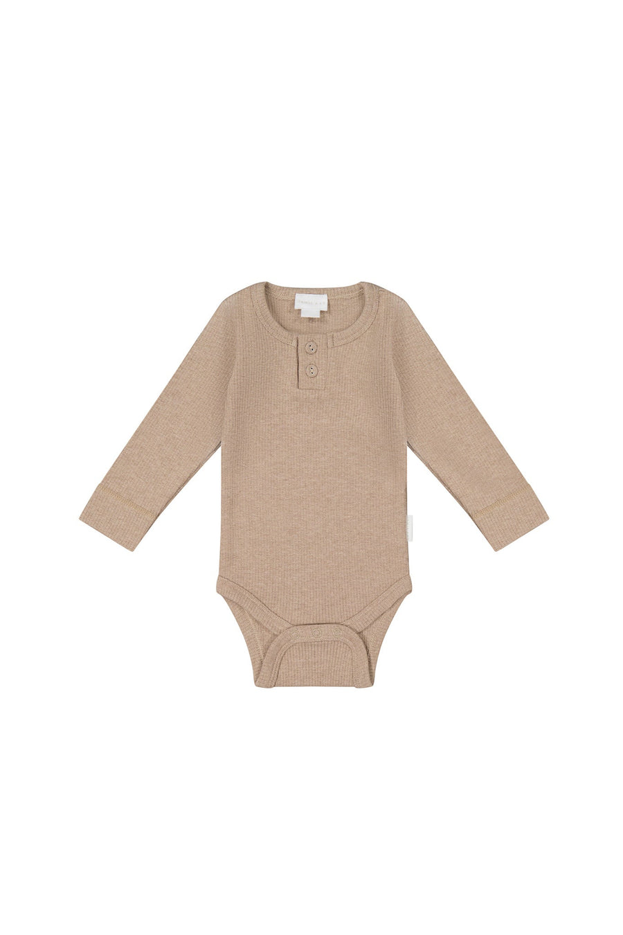 Organic Cotton Fine Rib Long Sleeve Bodysuit - Sable Marle Childrens Bodysuit from Jamie Kay Australia