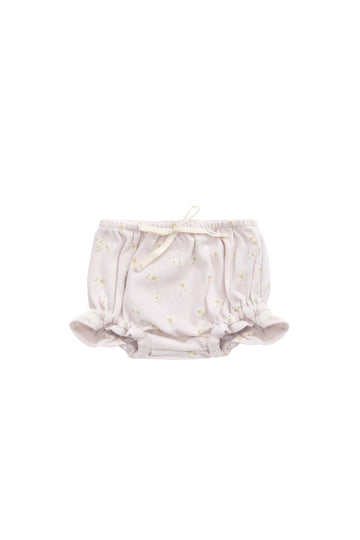 Organic Cotton Frill Bloomer - Simple Flowers Lilac Childrens Bloomer from Jamie Kay Australia