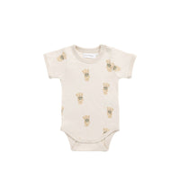 Organic Cotton Hudson Short Sleeve Bodysuit - Little Ted Childrens Bodysuit from Jamie Kay Australia