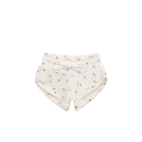 Organic Cotton Ivy Shortie - Simple Flowers Egret Childrens Short from Jamie Kay Australia