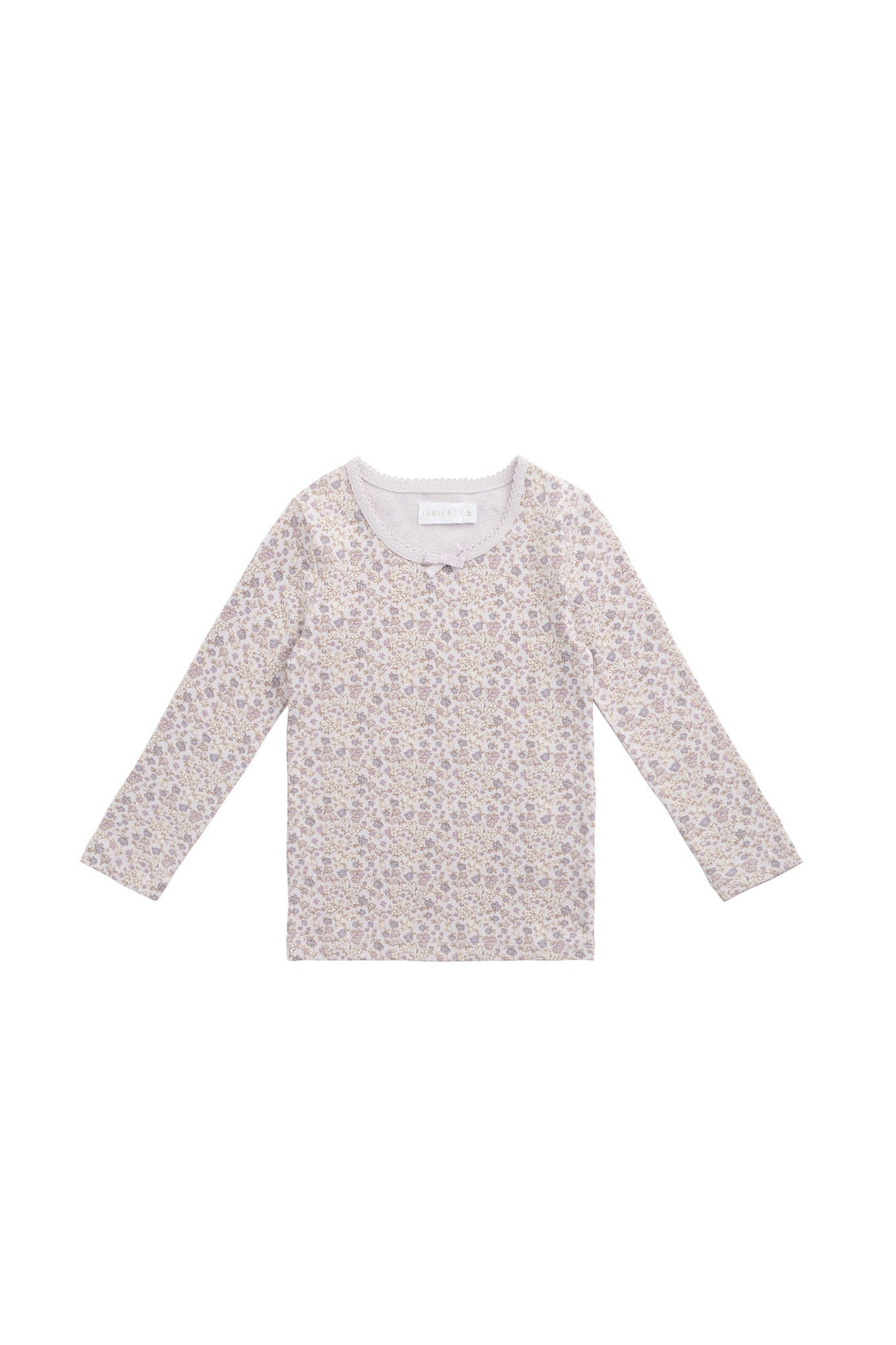 Organic Cotton Long Sleeve Top - Amber Floral Lilac Ash Childrens Top from Jamie Kay Australia