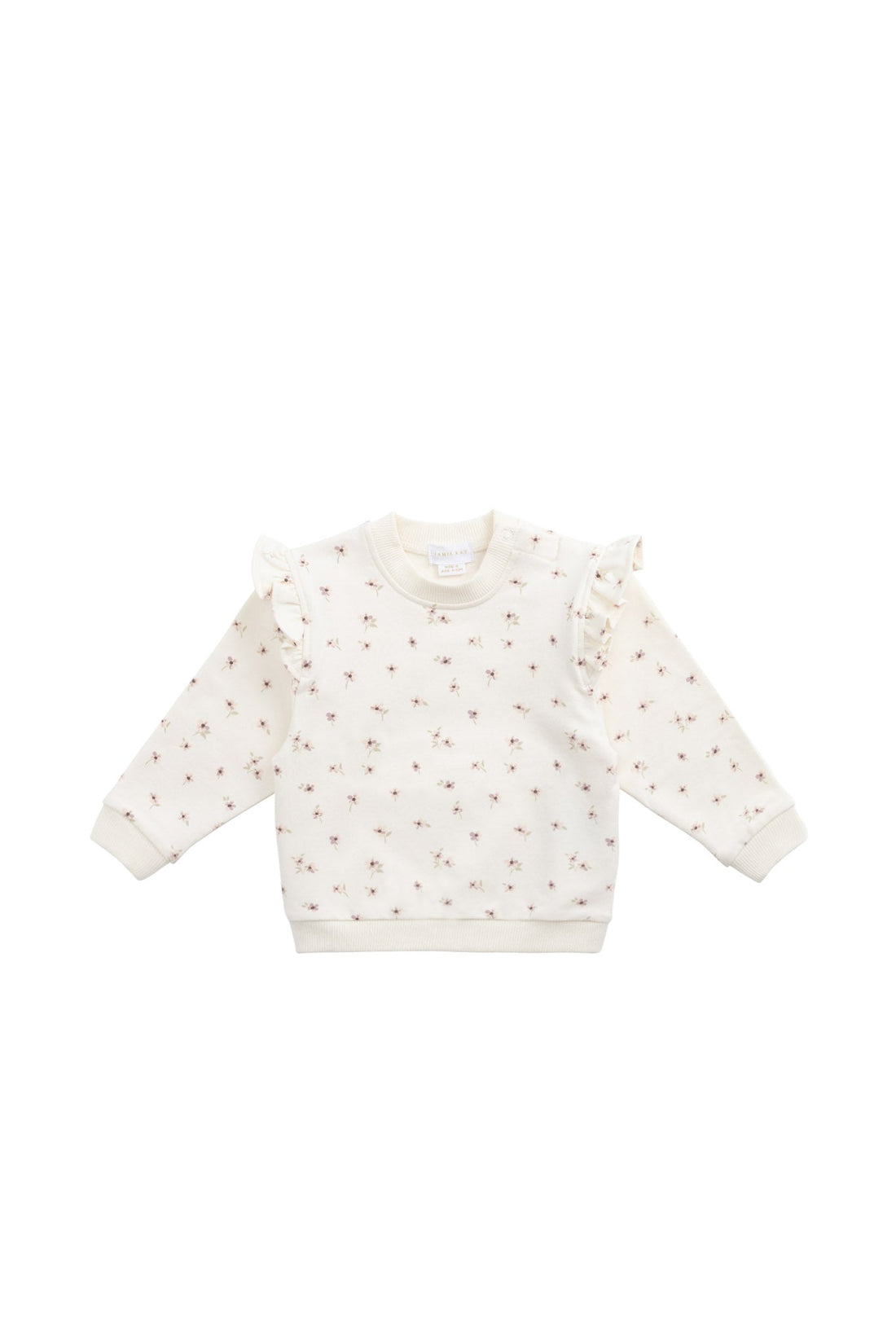 Organic Cotton Maple Sweatshirt - Simple Flowers Egret Childrens Top from Jamie Kay Australia