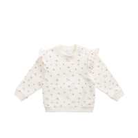 Organic Cotton Maple Sweatshirt - Simple Flowers Egret Childrens Top from Jamie Kay Australia