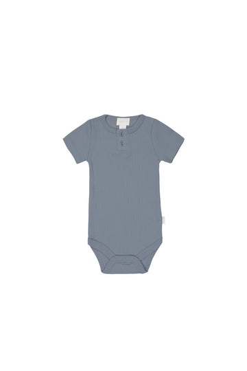 Organic Cotton Modal Darcy Rib Tee Bodysuit - Pebble Childrens Bodysuit from Jamie Kay Australia