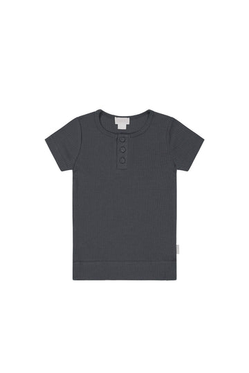 Organic Cotton Modal Henley Tee - Icelandic Marle Childrens Top from Jamie Kay Australia