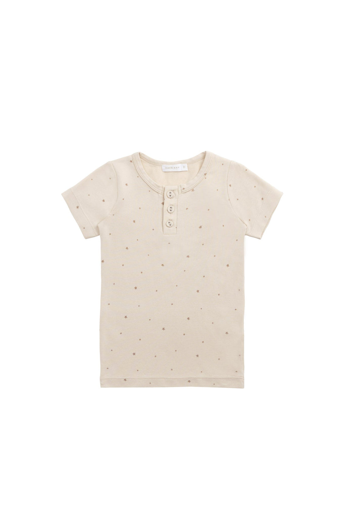 Organic Cotton Modal Henley Tee - Milky Way Buff Childrens Top from Jamie Kay Australia