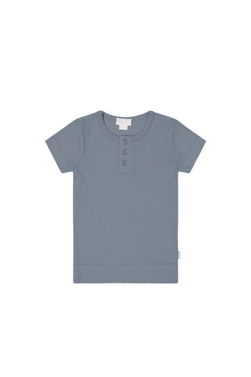 Organic Cotton Modal Henley Tee - Pebble Childrens Top from Jamie Kay Australia