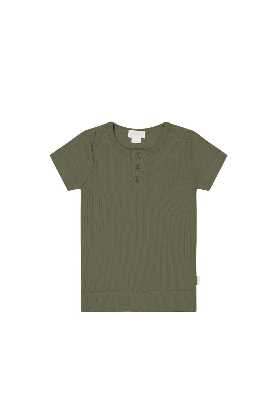 Organic Cotton Modal Henley Tee - Sicilian Olive Childrens Top from Jamie Kay Australia