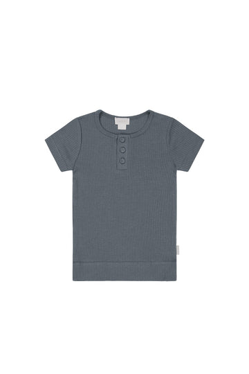 Organic Cotton Modal Henley Tee - Smoke Childrens Top from Jamie Kay Australia