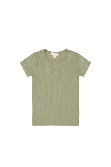 Organic Cotton Modal Henley Tee - Tea Tree Childrens Top from Jamie Kay Australia