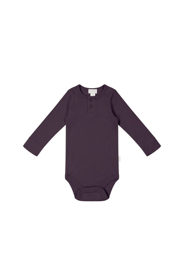 Organic Cotton Modal Long Sleeve Bodysuit - Blackberry Childrens Bodysuit from Jamie Kay Australia