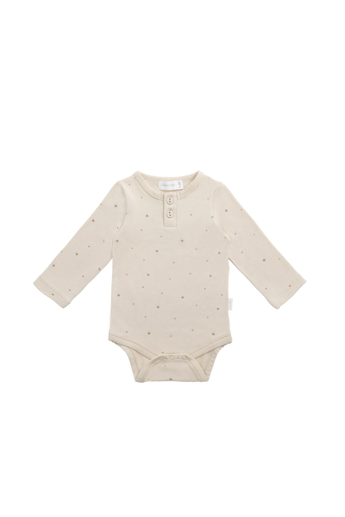 Organic Cotton Modal Long Sleeve Bodysuit - Milky Way Buff Childrens Bodysuit from Jamie Kay Australia