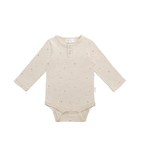 Organic Cotton Modal Long Sleeve Bodysuit - Milky Way Buff Childrens Bodysuit from Jamie Kay Australia