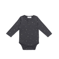 Organic Cotton Modal Long Sleeve Bodysuit - Milky Way Icelandic Childrens Bodysuit from Jamie Kay Australia