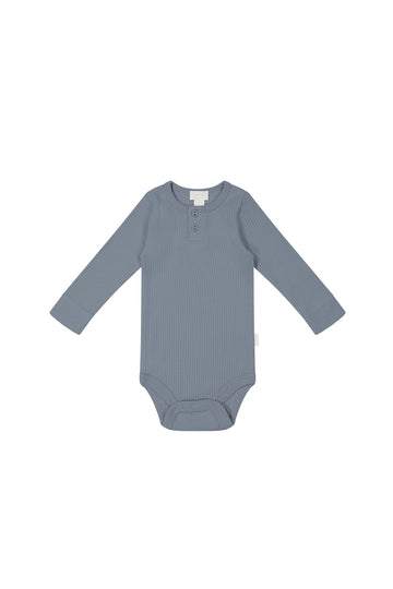 Organic Cotton Modal Long Sleeve Bodysuit - Pebble Childrens Bodysuit from Jamie Kay Australia