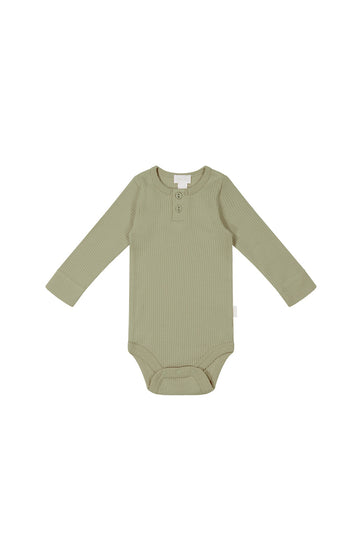 Organic Cotton Modal Long Sleeve Bodysuit - Tea Tree Childrens Bodysuit from Jamie Kay Australia