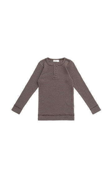 Organic Cotton Modal Long Sleeve Top - Little Stripe Earth/Cloud Childrens Top from Jamie Kay Australia