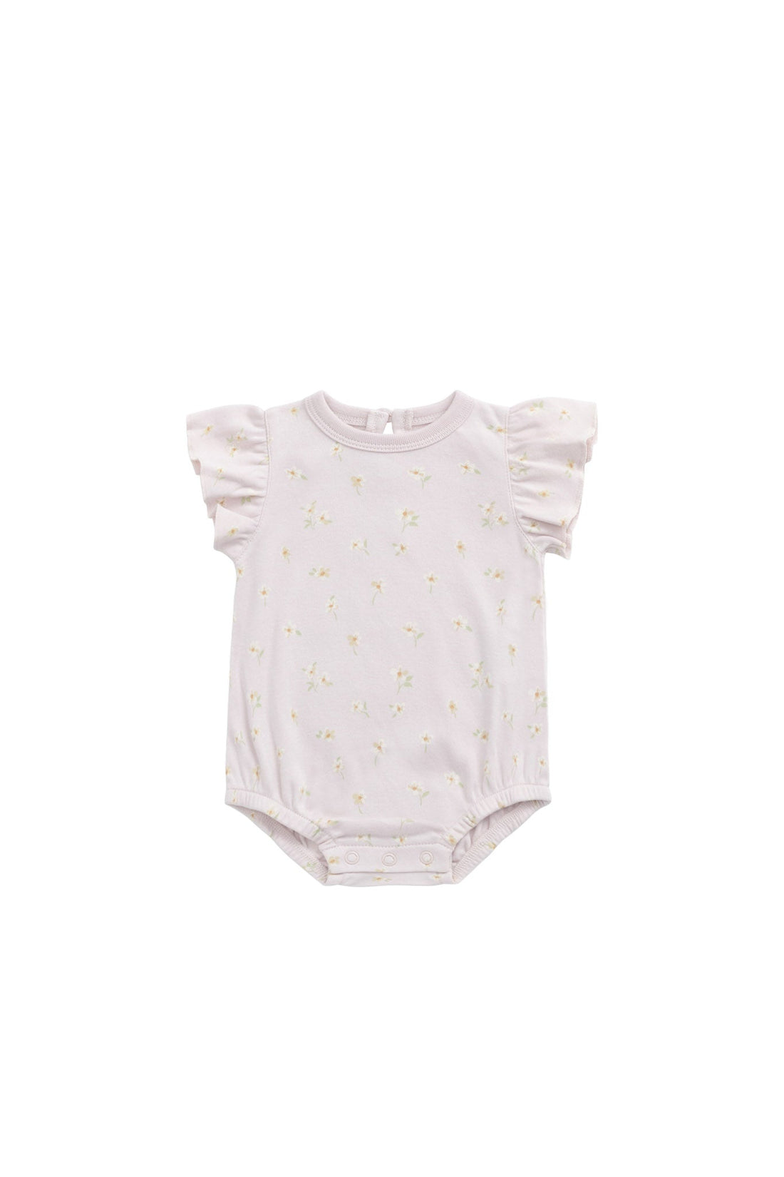 Organic Cotton Sage Onepiece - Simple Flowers Lilac Childrens Onepiece from Jamie Kay Australia