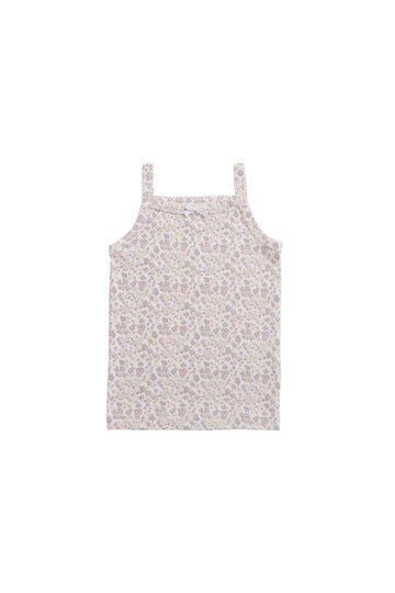 Organic Cotton Singlet - Amber Floral Lilac Ash Childrens Singlet from Jamie Kay Australia