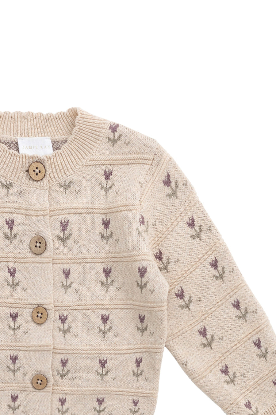 Penny Knitted Cardigan - Penny Flower Jacquard Childrens Cardigan from Jamie Kay Australia