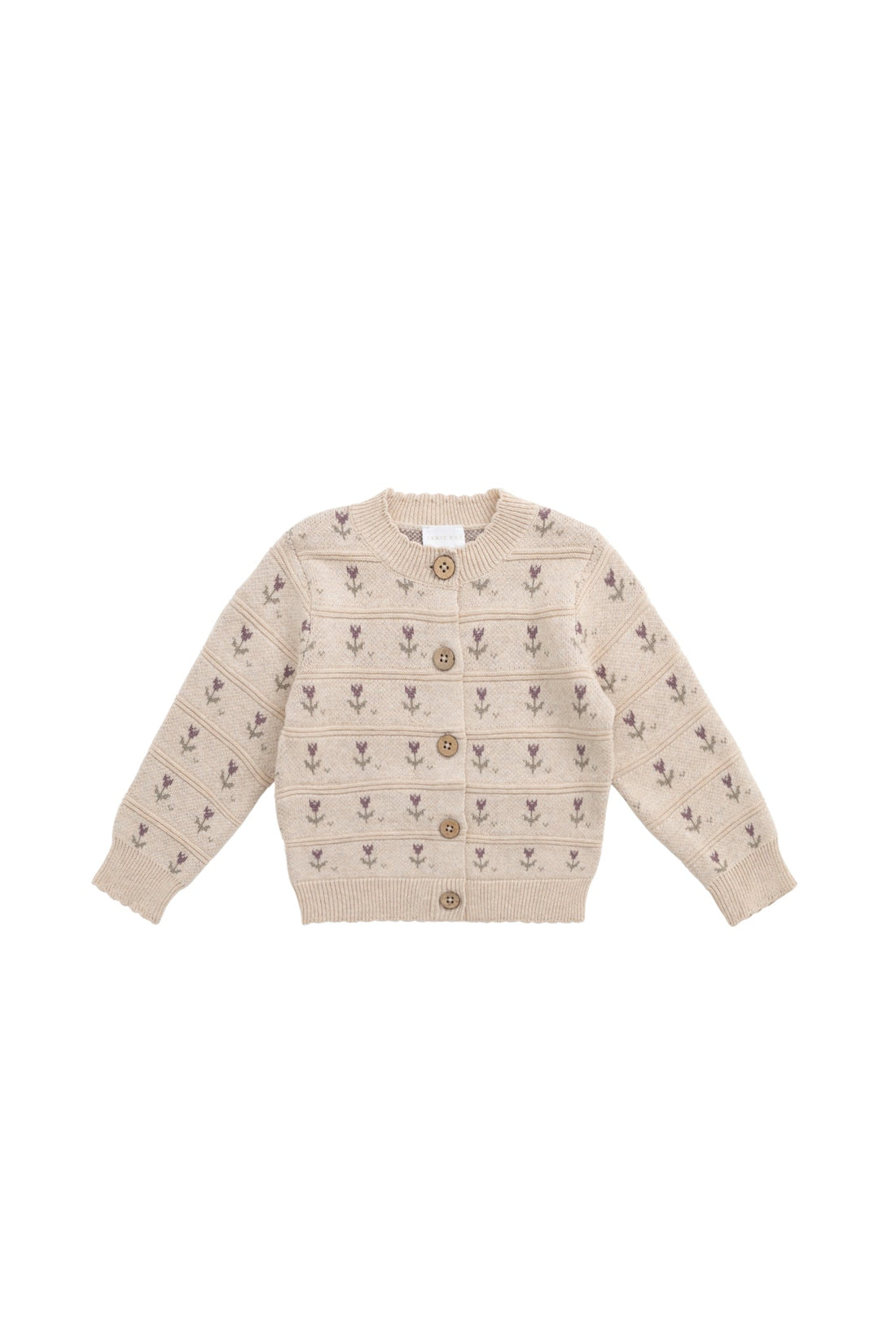 Penny Knitted Cardigan - Penny Flower Jacquard Childrens Cardigan from Jamie Kay Australia