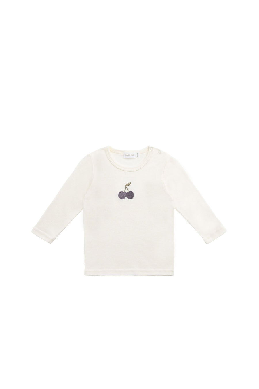 Pima Cotton Vinny Long Sleeve Top - Egret Cherry Love Lilac Childrens Top from Jamie Kay Australia