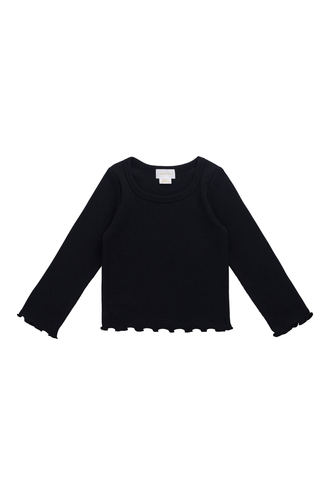 Organic Cotton Fine Rib Agathe Top - Ebony Childrens Top from Jamie Kay Australia