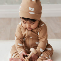 Organic Cotton Reese Beanie - Bears Caramel Cream Childrens Hat from Jamie Kay Australia