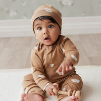 Organic Cotton Reese Beanie - Bears Caramel Cream Childrens Hat from Jamie Kay Australia