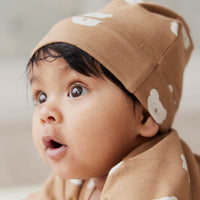 Organic Cotton Reese Beanie - Bears Caramel Cream Childrens Hat from Jamie Kay Australia