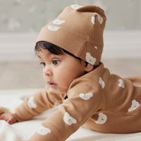 Organic Cotton Reese Beanie - Bears Caramel Cream Childrens Hat from Jamie Kay Australia