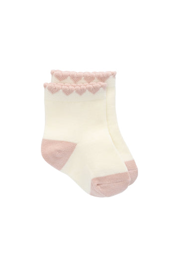 Amour Sock - Parchment/Shell Pink Childrens Sock from Jamie Kay Australia