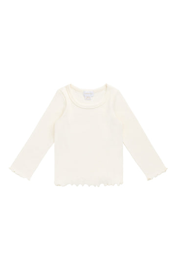 Organic Cotton Fine Rib Agathe Top - Parchment Childrens Top from Jamie Kay Australia
