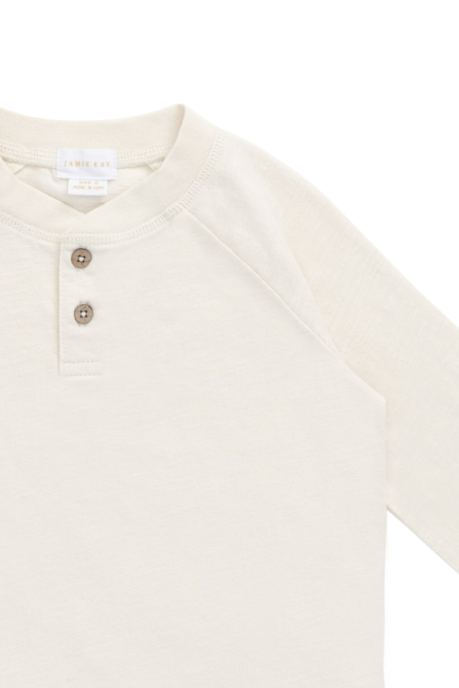 Organic Cotton Lewis Long Sleeve Tee - Parchment Childrens Top from Jamie Kay Australia