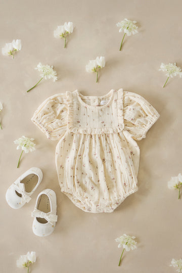 Organic Cotton Muslin Odette Playsuit - Dina Antique Childrens Jumpsuit from Jamie Kay Australia