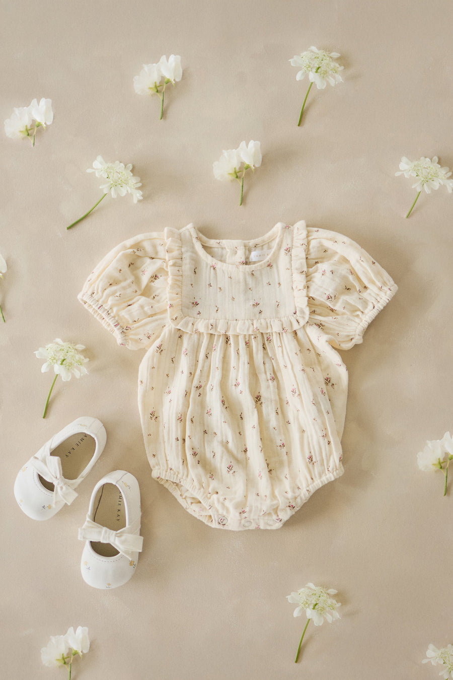 Organic Cotton Muslin Odette Playsuit - Dina Antique Childrens Jumpsuit from Jamie Kay Australia