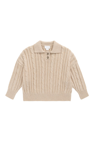 Wade Knit Jumper-Oatmeal Marle Childrens Jumper from Jamie Kay Australia