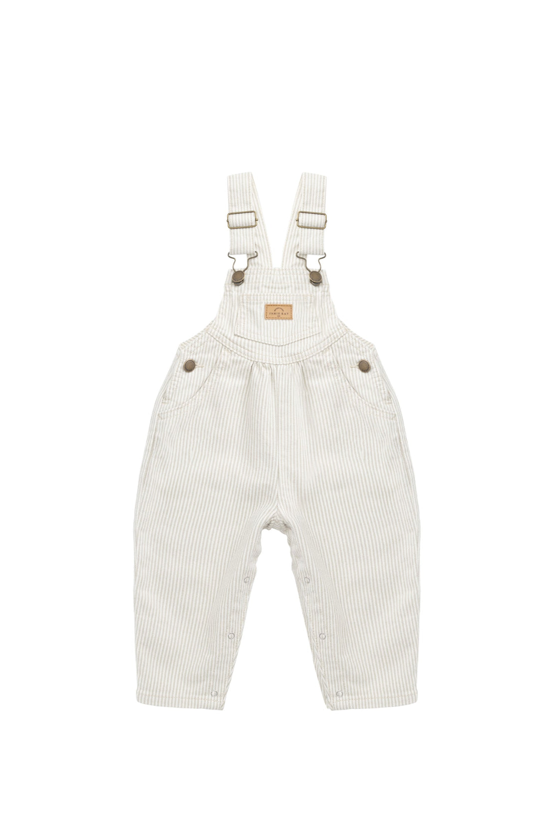Cecil Overall - Fine Vertical Stripe Sandy Brown/Cloud Childrens Overall from Jamie Kay Australia